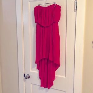 BCBGeneration Small Strapless Hi Lo Hem Dress Hot Pink